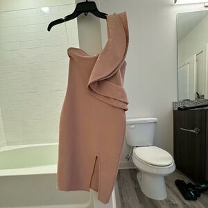 One Shoulder Dusty Rose Bodycon Party Dress